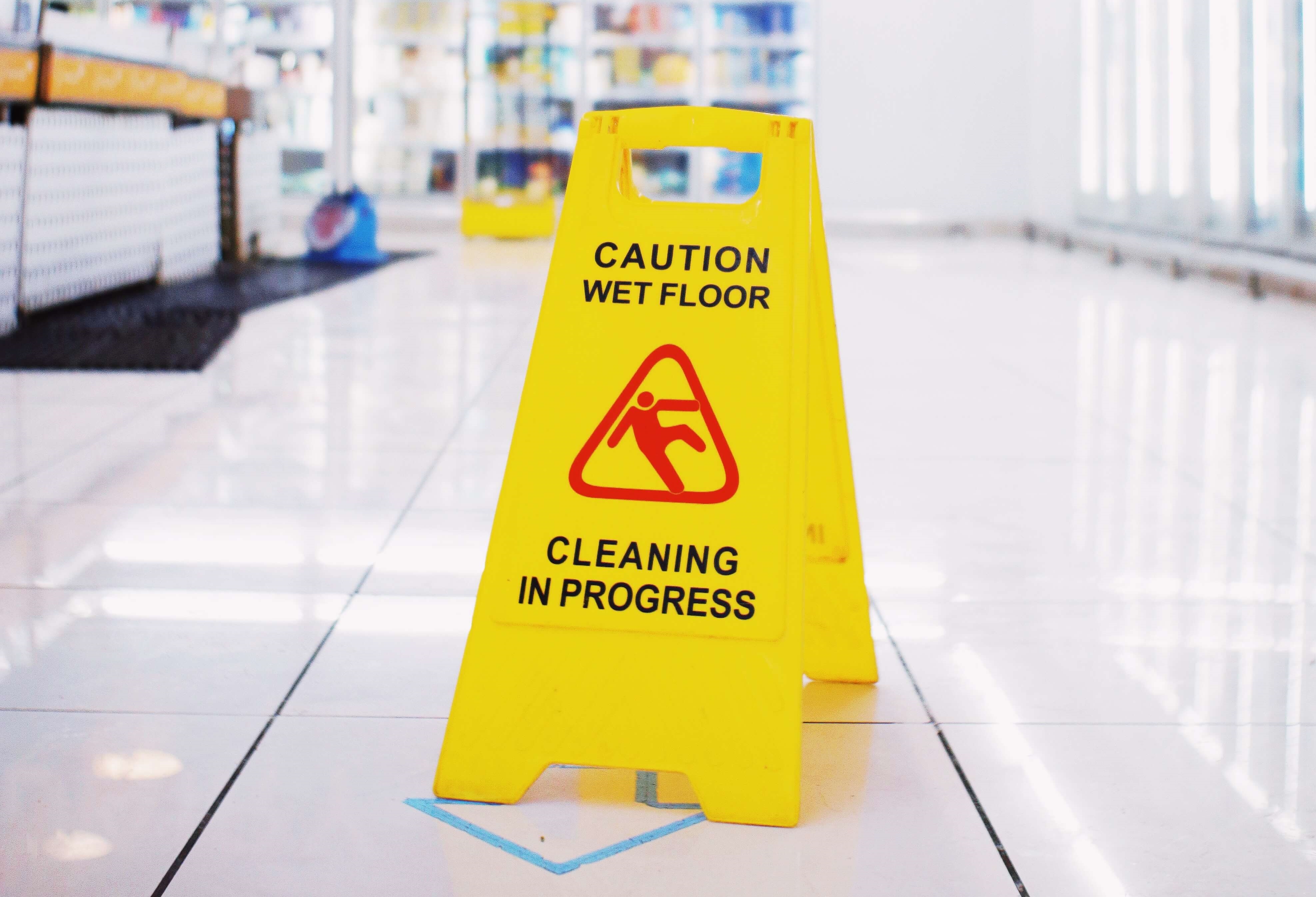 slippery floor sign